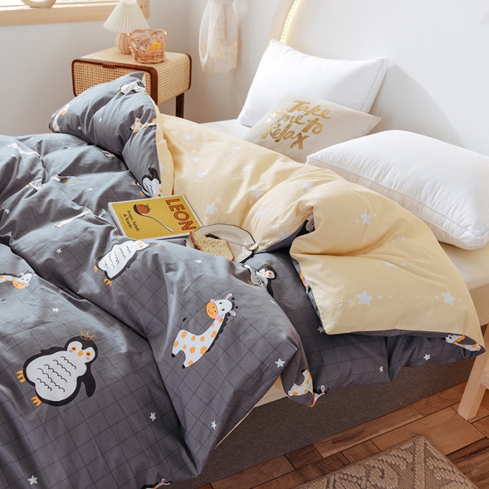 91家纺网 家纺一手货源 找家纺 甜之梦 新款12868全棉定制尺寸印花系列单被套 萌企鹅