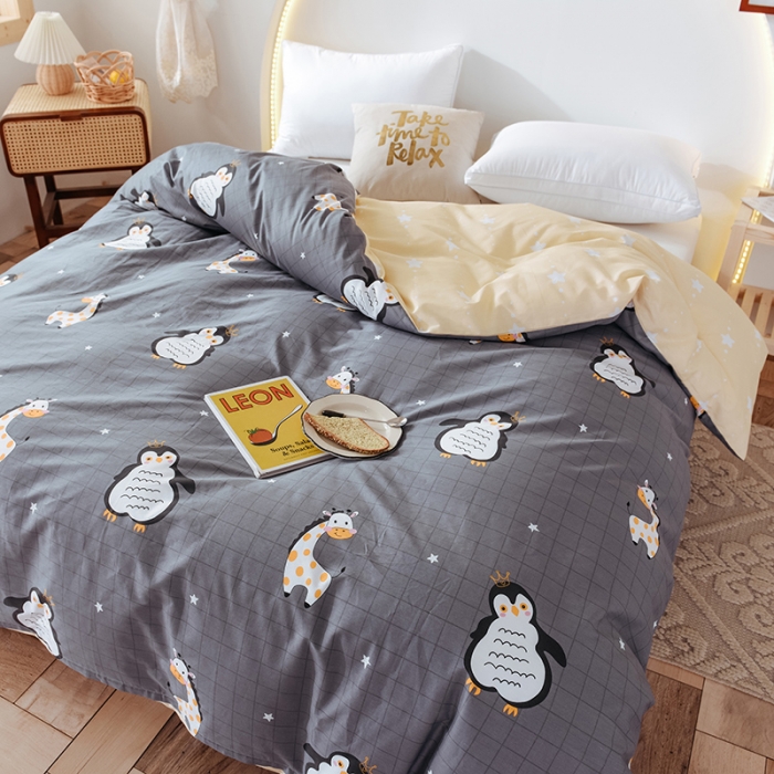 91家纺网 家纺一手货源 找家纺 甜之梦 新款12868全棉定制尺寸印花系列单被套 萌企鹅