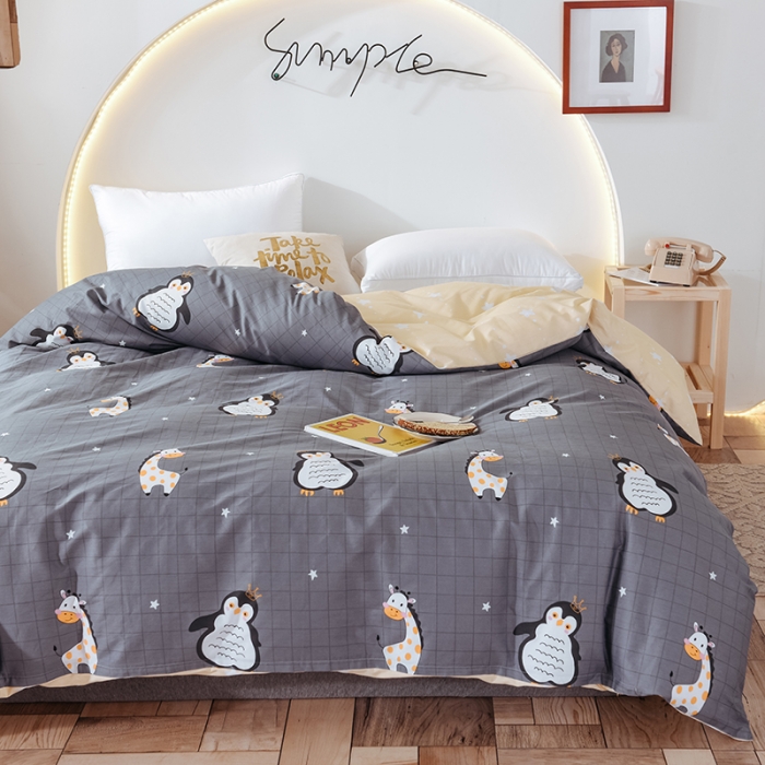 91家纺网 家纺一手货源 找家纺 甜之梦 新款12868全棉定制尺寸印花系列单被套 萌企鹅