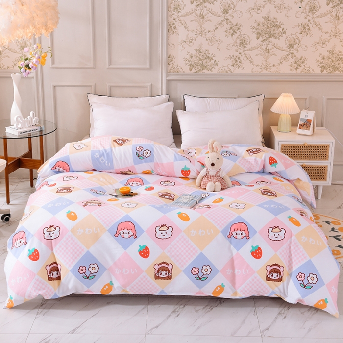 91家纺网 家纺一手货源 找家纺 甜之梦 新款12868全棉定制尺寸印花系列单被套 诗雨恋人