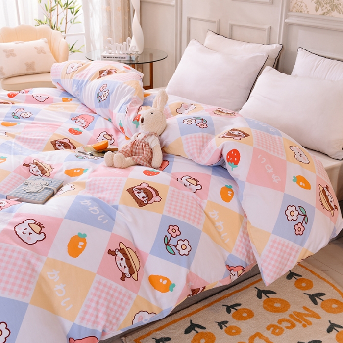 91家纺网 家纺一手货源 找家纺 甜之梦 新款12868全棉定制尺寸印花系列单被套 诗雨恋人