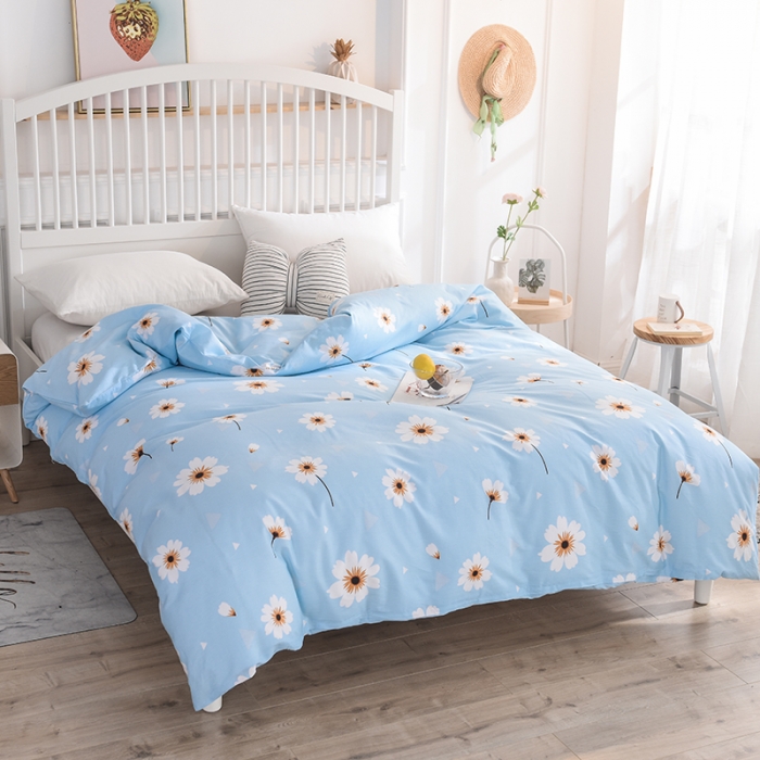 91家纺网 家纺一手货源 找家纺 甜之梦 新款12868全棉定制尺寸印花系列单被套 小雏菊-蓝