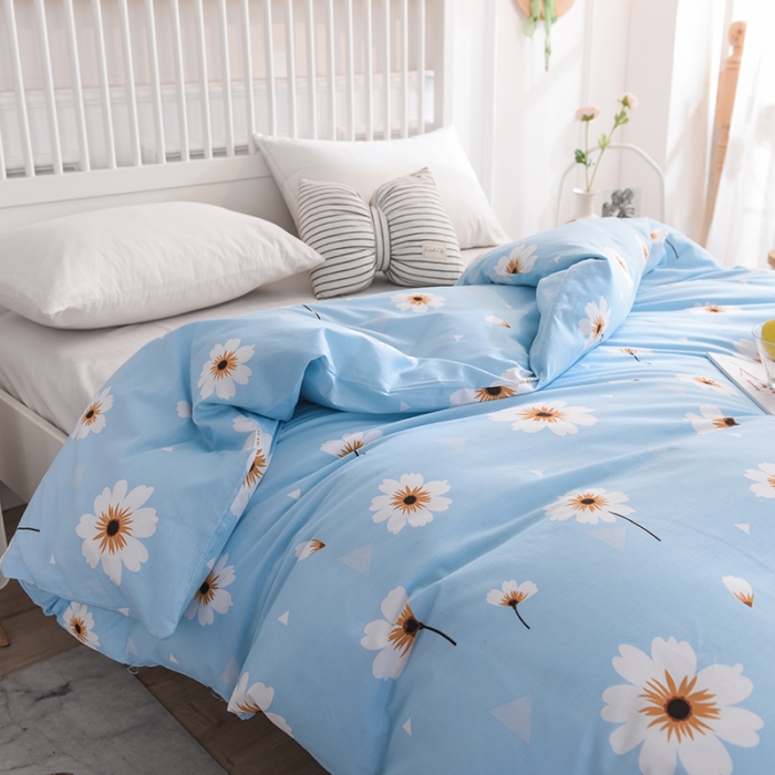 91家纺网 家纺一手货源 找家纺 甜之梦 新款12868全棉定制尺寸印花系列单被套 小雏菊-蓝