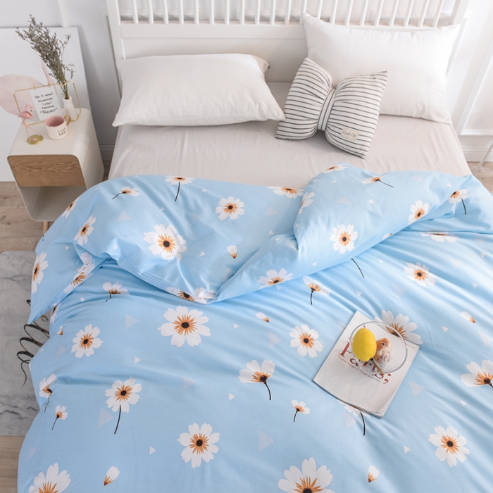 91家纺网 家纺一手货源 找家纺 甜之梦 新款12868全棉定制尺寸印花系列单被套 小雏菊-蓝