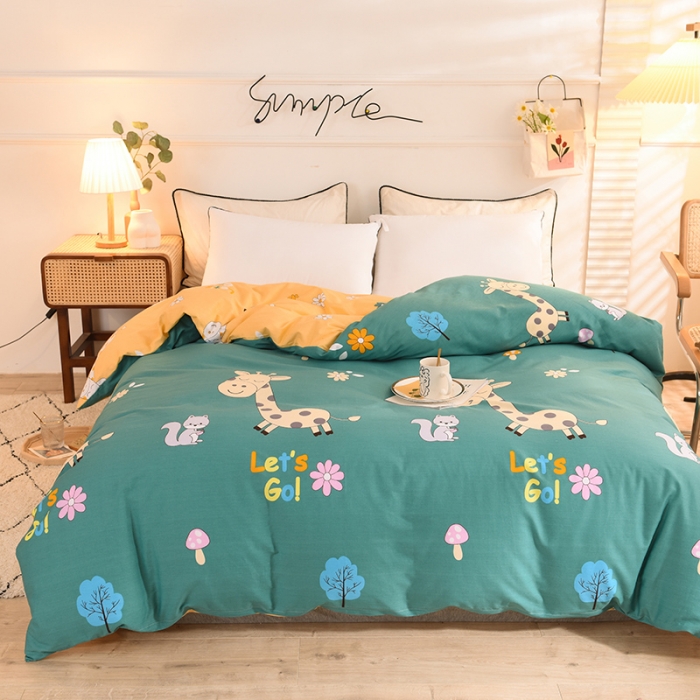 91家纺网 家纺一手货源 找家纺 甜之梦 新款12868全棉定制尺寸印花系列单被套 小鹿精灵绿