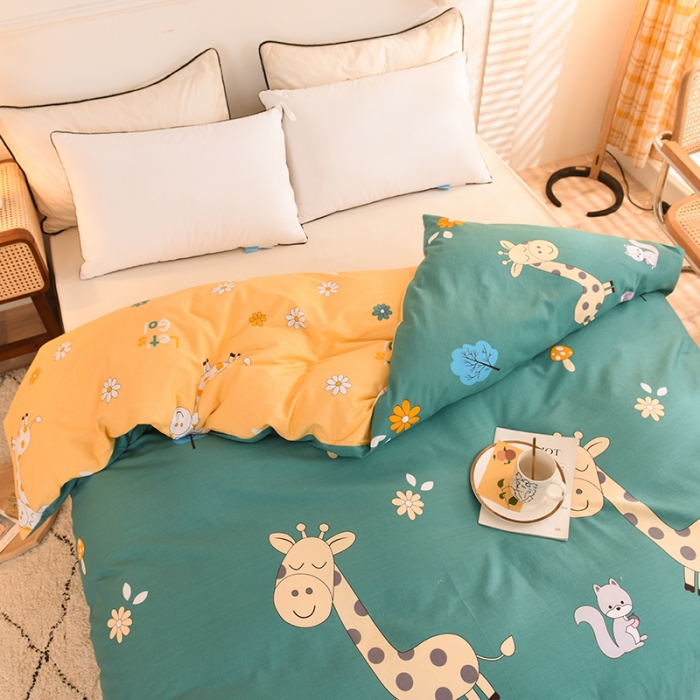 91家纺网 家纺一手货源 找家纺 甜之梦 新款12868全棉定制尺寸印花系列单被套 小鹿精灵绿