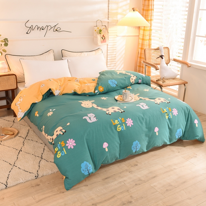 91家纺网 家纺一手货源 找家纺 甜之梦 新款12868全棉定制尺寸印花系列单被套 小鹿精灵绿