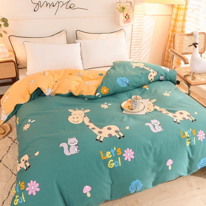 91家纺网 家纺一手货源 找家纺 甜之梦 新款12868全棉定制尺寸印花系列单被套 小鹿精灵绿