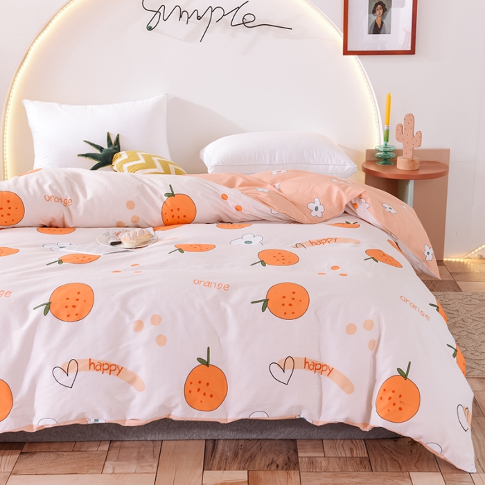 91家纺网 家纺一手货源 找家纺 甜之梦 新款12868全棉定制尺寸印花系列单被套 心想事橙