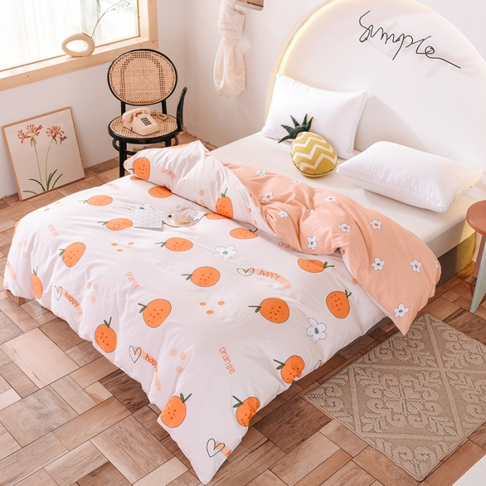 91家纺网 家纺一手货源 找家纺 甜之梦 新款12868全棉定制尺寸印花系列单被套 心想事橙