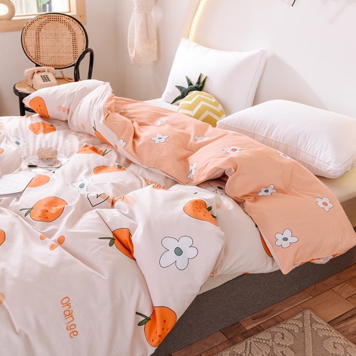 91家纺网 家纺一手货源 找家纺 甜之梦 新款12868全棉定制尺寸印花系列单被套 心想事橙
