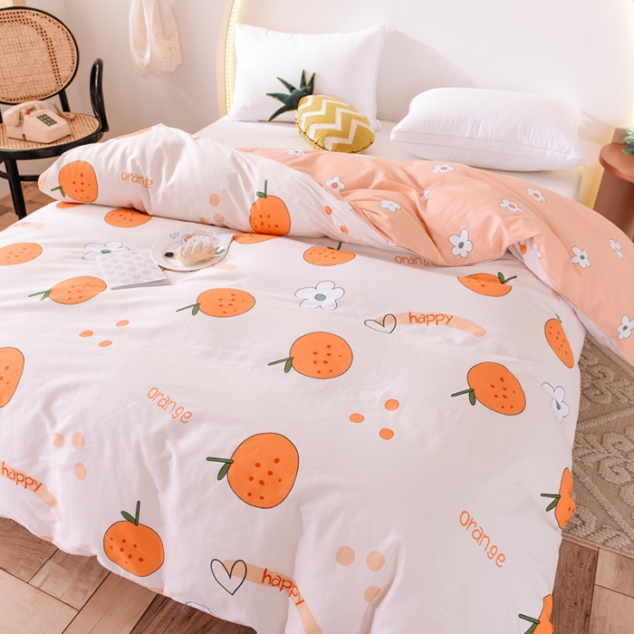 91家纺网 家纺一手货源 找家纺 甜之梦 新款12868全棉定制尺寸印花系列单被套 心想事橙