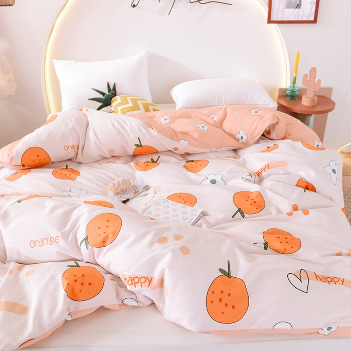 91家纺网 家纺一手货源 找家纺 甜之梦 新款12868全棉定制尺寸印花系列单被套 心想事橙