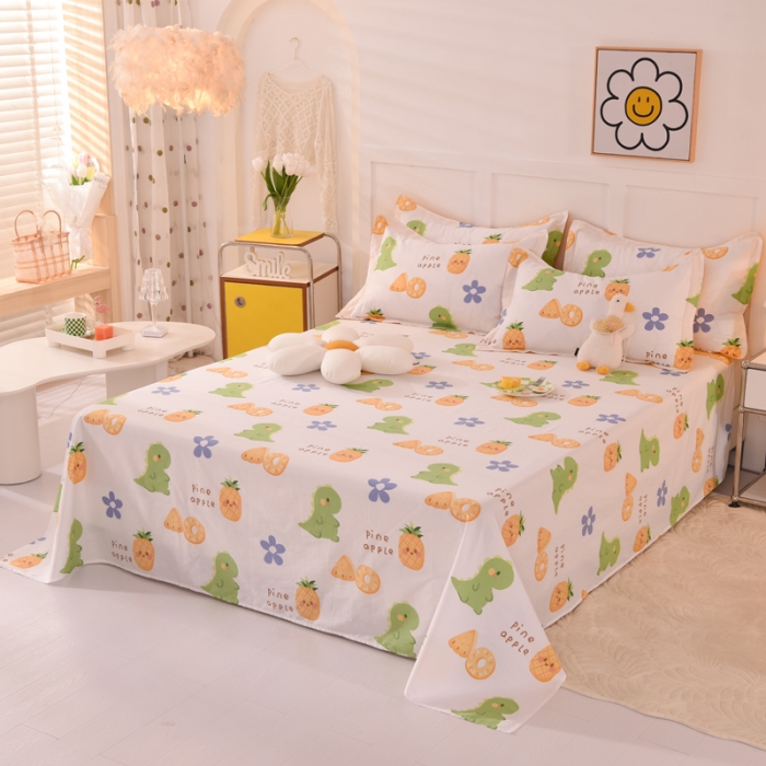 91家纺网 家纺一手货源 找家纺 甜之梦 新款12868全棉定制尺寸印花系列单床单 菠萝萌龙