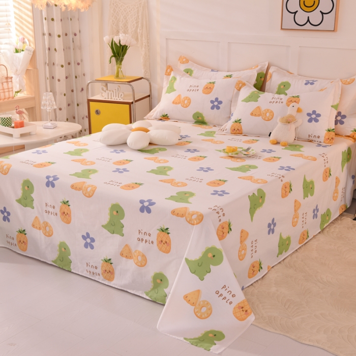 91家纺网 家纺一手货源 找家纺 甜之梦 新款12868全棉定制尺寸印花系列单床单 菠萝萌龙