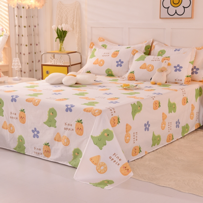 91家纺网 家纺一手货源 找家纺 甜之梦 新款12868全棉定制尺寸印花系列单床单 菠萝萌龙