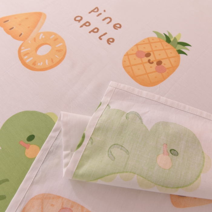 91家纺网 家纺一手货源 找家纺 甜之梦 新款12868全棉定制尺寸印花系列单床单 菠萝萌龙