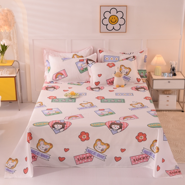 91家纺网 家纺一手货源 找家纺 甜之梦 新款12868全棉定制尺寸印花系列单床单 幸运女孩