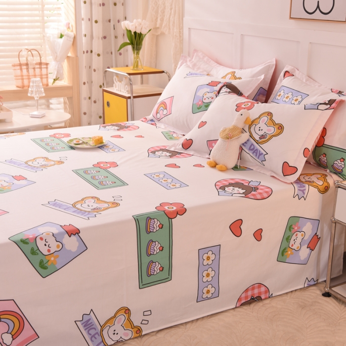 91家纺网 家纺一手货源 找家纺 甜之梦 新款12868全棉定制尺寸印花系列单床单 幸运女孩