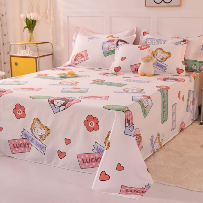 91家纺网 家纺一手货源 找家纺 甜之梦 新款12868全棉定制尺寸印花系列单床单 幸运女孩