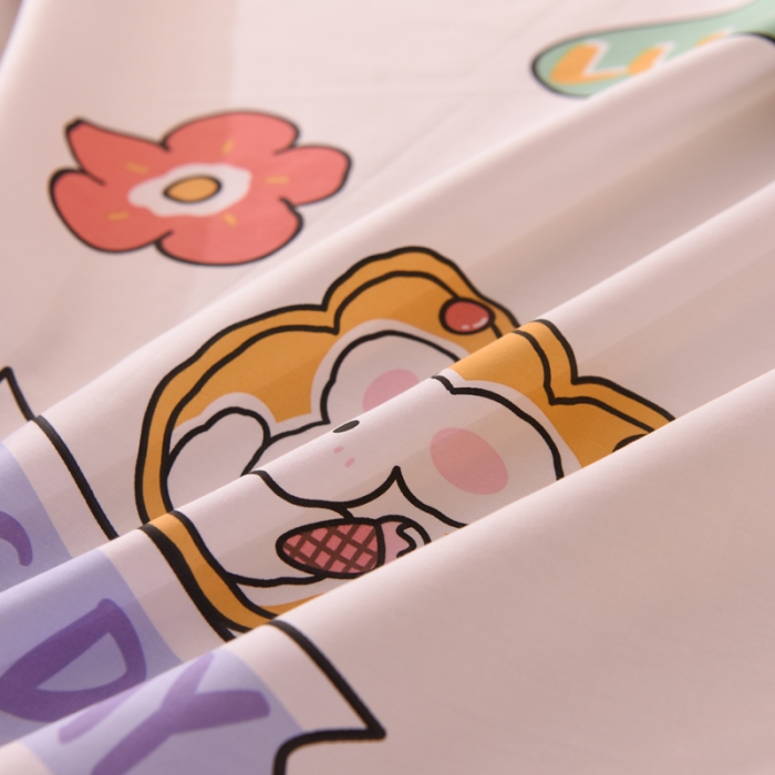 91家纺网 家纺一手货源 找家纺 甜之梦 新款12868全棉定制尺寸印花系列单床单 幸运女孩