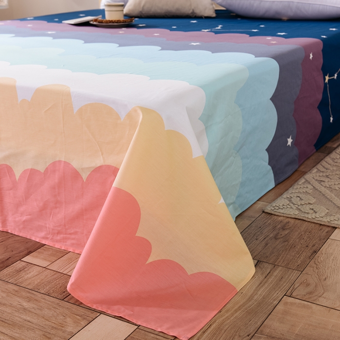 91家纺网 家纺一手货源 找家纺 甜之梦 新款12868全棉定制尺寸印花系列单床单 彩虹星空