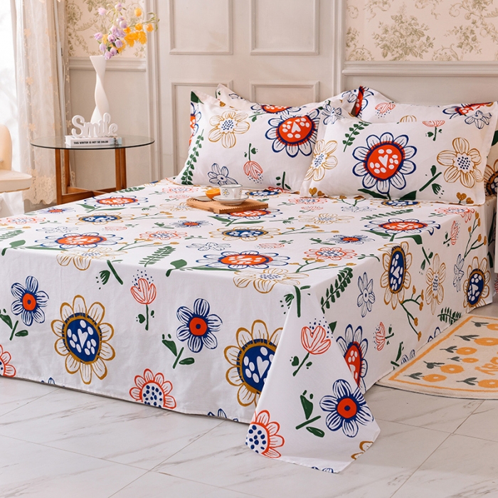 91家纺网 家纺一手货源 找家纺 甜之梦 新款12868全棉定制尺寸印花系列单床单 蝶恋花