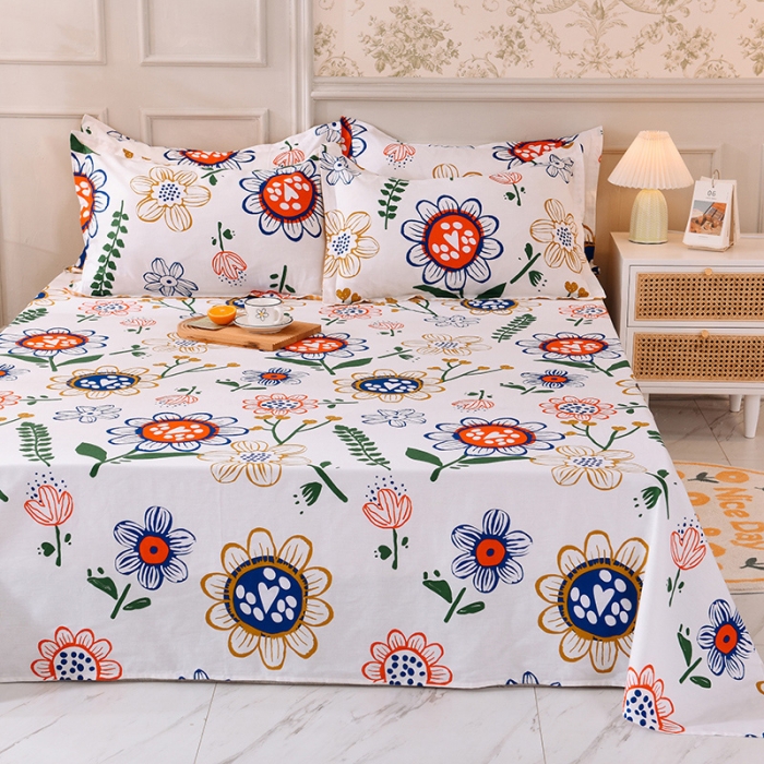 91家纺网 家纺一手货源 找家纺 甜之梦 新款12868全棉定制尺寸印花系列单床单 蝶恋花