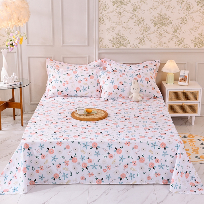 91家纺网 家纺一手货源 找家纺 甜之梦 新款12868全棉定制尺寸印花系列单床单 粉红佳人