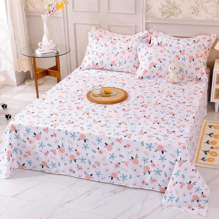 91家纺网 家纺一手货源 找家纺 甜之梦 新款12868全棉定制尺寸印花系列单床单 粉红佳人