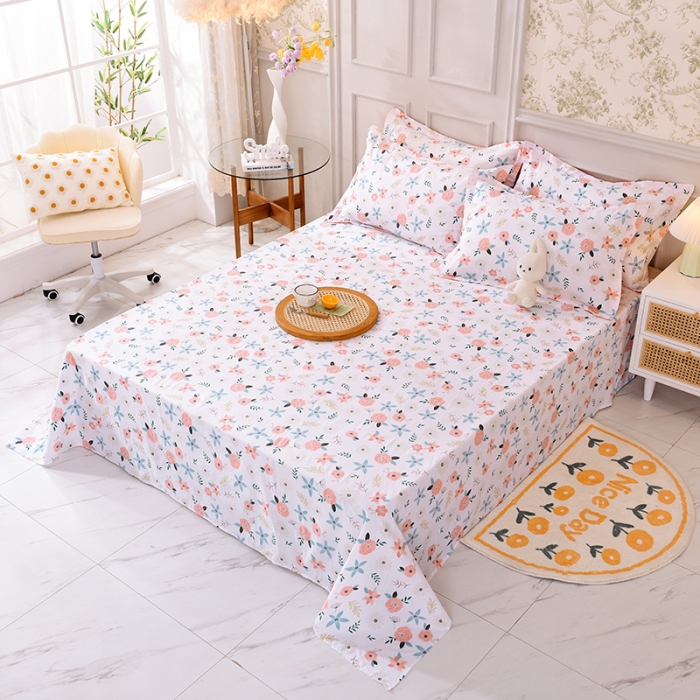 91家纺网 家纺一手货源 找家纺 甜之梦 新款12868全棉定制尺寸印花系列单床单 粉红佳人