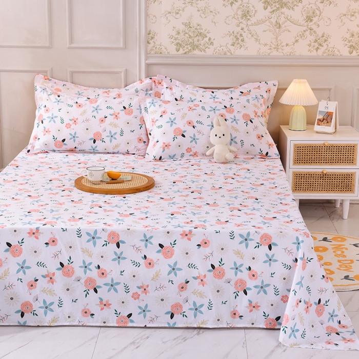 91家纺网 家纺一手货源 找家纺 甜之梦 新款12868全棉定制尺寸印花系列单床单 粉红佳人