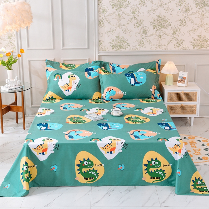 91家纺网 家纺一手货源 找家纺 甜之梦 新款12868全棉定制尺寸印花系列单床单 恐龙派对