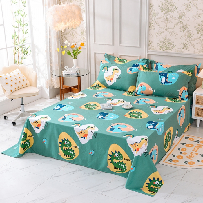91家纺网 家纺一手货源 找家纺 甜之梦 新款12868全棉定制尺寸印花系列单床单 恐龙派对