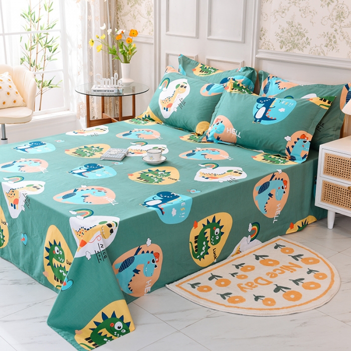 91家纺网 家纺一手货源 找家纺 甜之梦 新款12868全棉定制尺寸印花系列单床单 恐龙派对