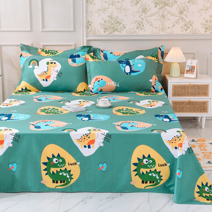 91家纺网 家纺一手货源 找家纺 甜之梦 新款12868全棉定制尺寸印花系列单床单 恐龙派对
