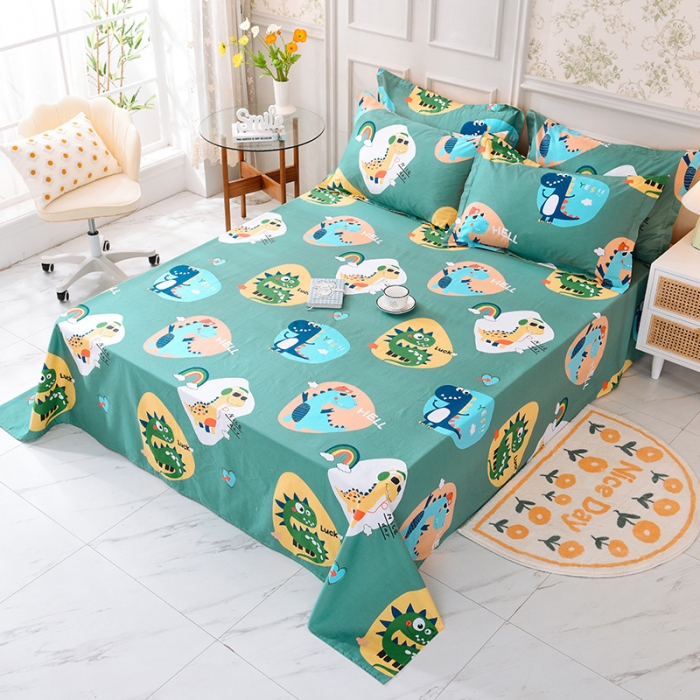 91家纺网 家纺一手货源 找家纺 甜之梦 新款12868全棉定制尺寸印花系列单床单 恐龙派对