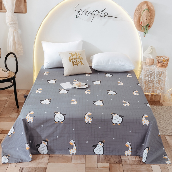 91家纺网 家纺一手货源 找家纺 甜之梦 新款12868全棉定制尺寸印花系列单床单 萌企鹅