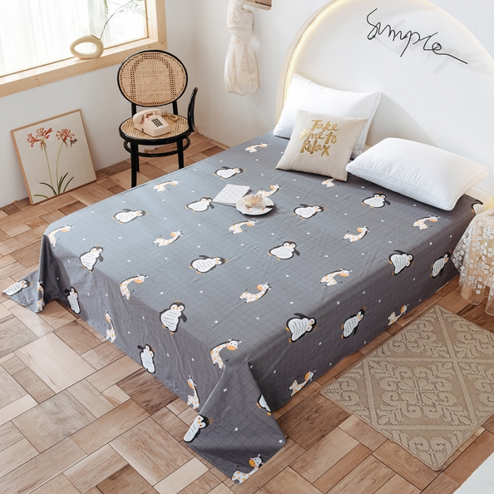 91家纺网 家纺一手货源 找家纺 甜之梦 新款12868全棉定制尺寸印花系列单床单 萌企鹅