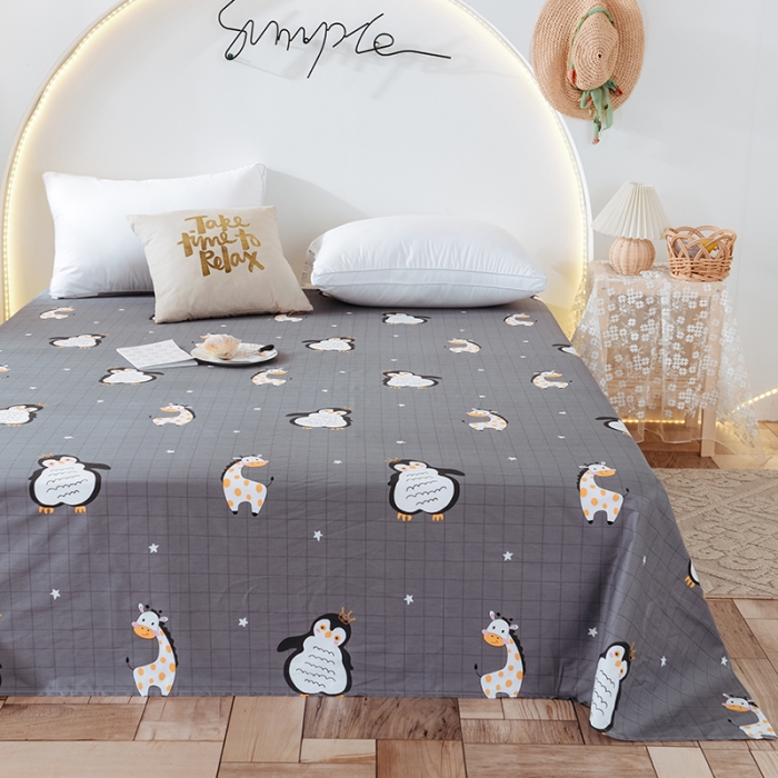 91家纺网 家纺一手货源 找家纺 甜之梦 新款12868全棉定制尺寸印花系列单床单 萌企鹅