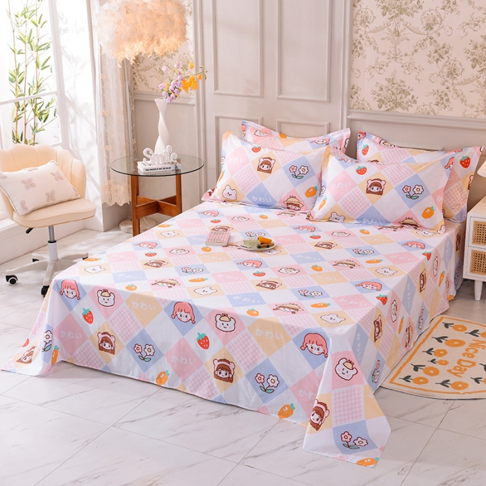 91家纺网 家纺一手货源 找家纺 甜之梦 新款12868全棉定制尺寸印花系列单床单 诗雨恋人