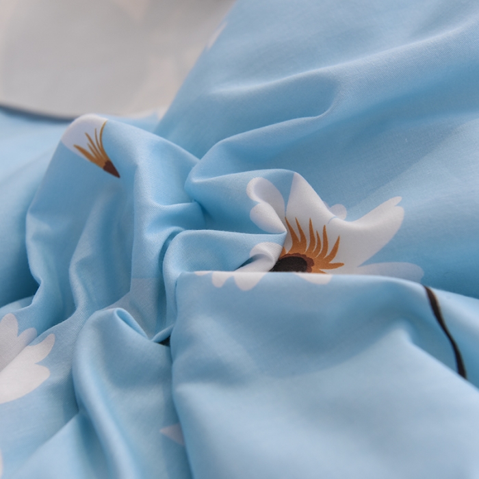 91家纺网 家纺一手货源 找家纺 甜之梦 新款12868全棉定制尺寸印花系列单床单 小雏菊蓝