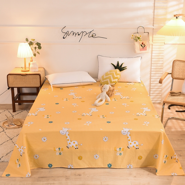 91家纺网 家纺一手货源 找家纺 甜之梦 新款12868全棉定制尺寸印花系列单床单 小鹿精灵橙