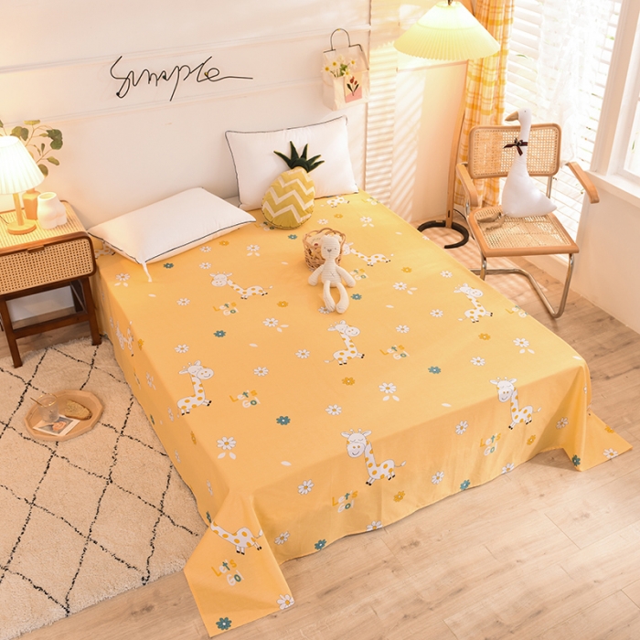 91家纺网 家纺一手货源 找家纺 甜之梦 新款12868全棉定制尺寸印花系列单床单 小鹿精灵橙