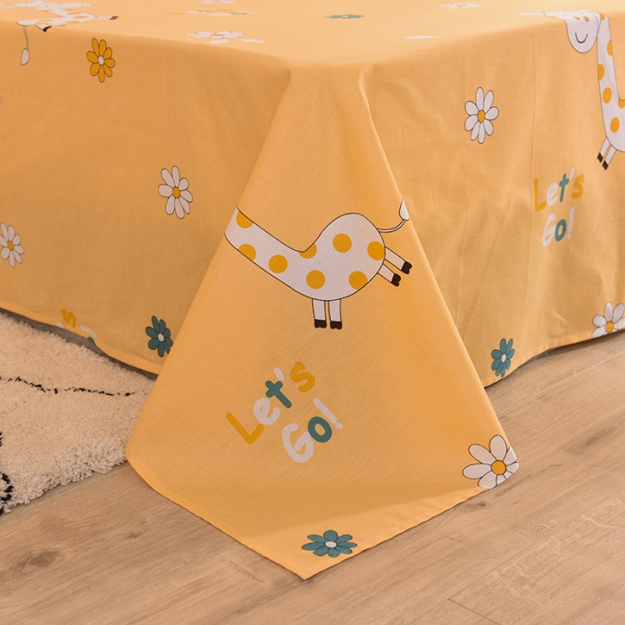 91家纺网 家纺一手货源 找家纺 甜之梦 新款12868全棉定制尺寸印花系列单床单 小鹿精灵橙