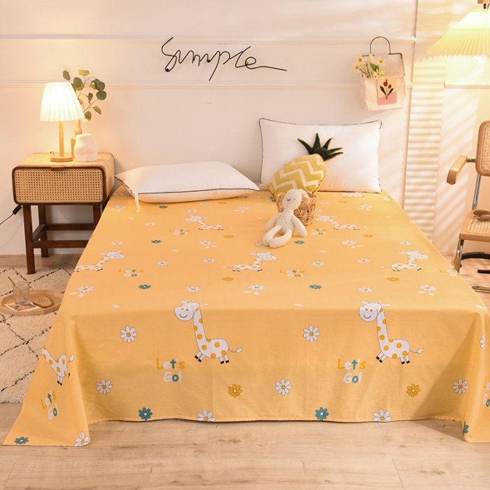 91家纺网 家纺一手货源 找家纺 甜之梦 新款12868全棉定制尺寸印花系列单床单 小鹿精灵橙