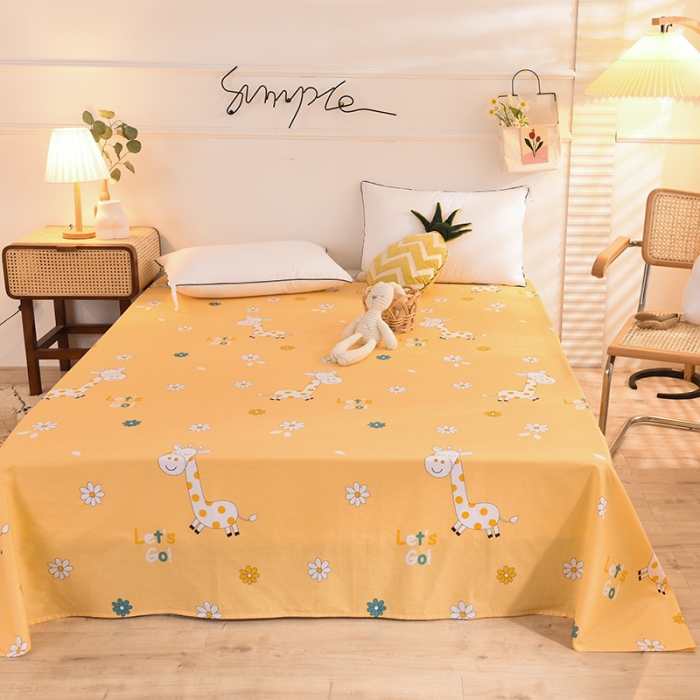 91家纺网 家纺一手货源 找家纺 甜之梦 新款12868全棉定制尺寸印花系列单床单 小鹿精灵橙