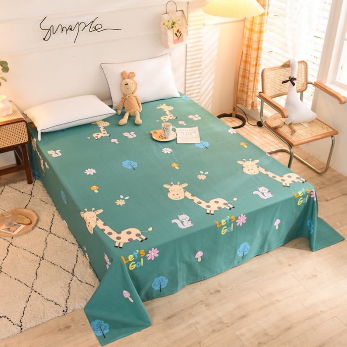 91家纺网 家纺一手货源 找家纺 甜之梦 新款12868全棉定制尺寸印花系列单床单 小鹿精灵绿