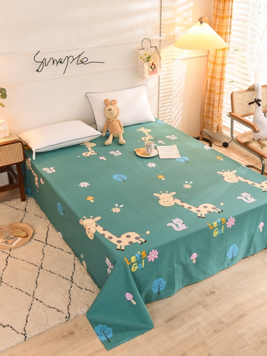 91家纺网 家纺一手货源 找家纺 甜之梦 新款12868全棉定制尺寸印花系列单床单 小鹿精灵绿