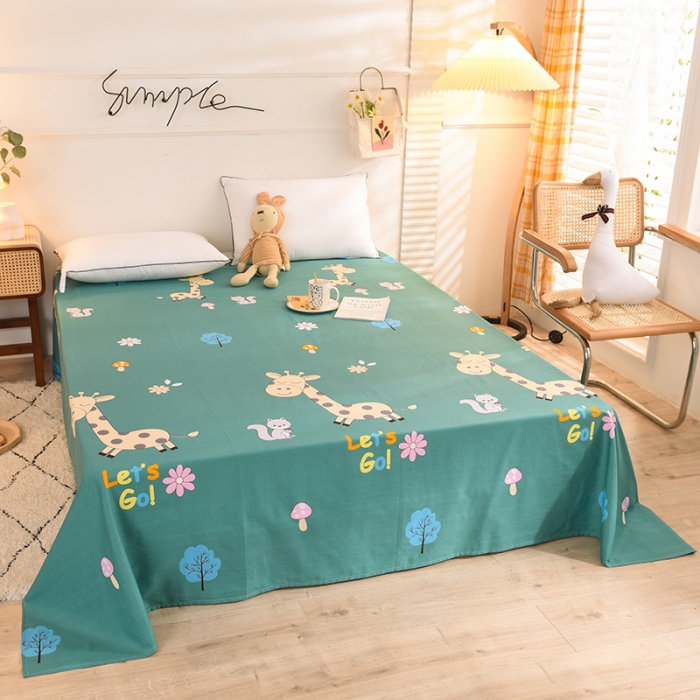 91家纺网 家纺一手货源 找家纺 甜之梦 新款12868全棉定制尺寸印花系列单床单 小鹿精灵绿